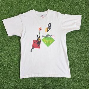 Swatch Shirt Mens Large White Shootout Vintage 90s Basketball Promo Tee USA
